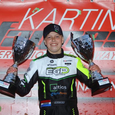 Juste Mulder kroont zich tot kampioen in IAME Benelux Series met sterke race