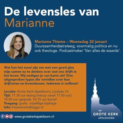 Marianne Thieme deelt haar levenslessen in de Grote Kerk