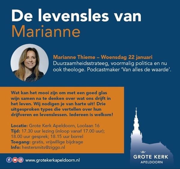 Marianne Thieme deelt haar levenslessen in de Grote Kerk