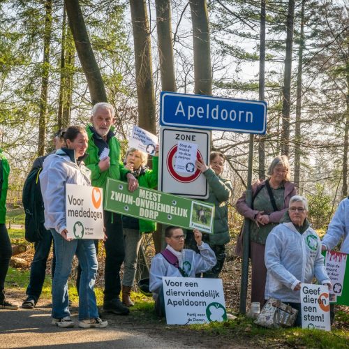 Actie tegen afschot wilde zwijnen in Park Berg en Bos