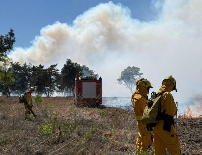 Grote natuurbrand op defensieterrein bij ’t Harde: rook tot ver in het land zichtbaar