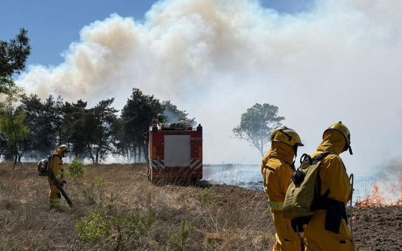 Grote natuurbrand op defensieterrein bij ’t Harde: rook tot ver in het land zichtbaar