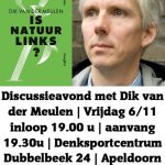 Flyer lezing Dik van der Meulen ‘Is natuur links?’ op 6 november in Apeldoorn